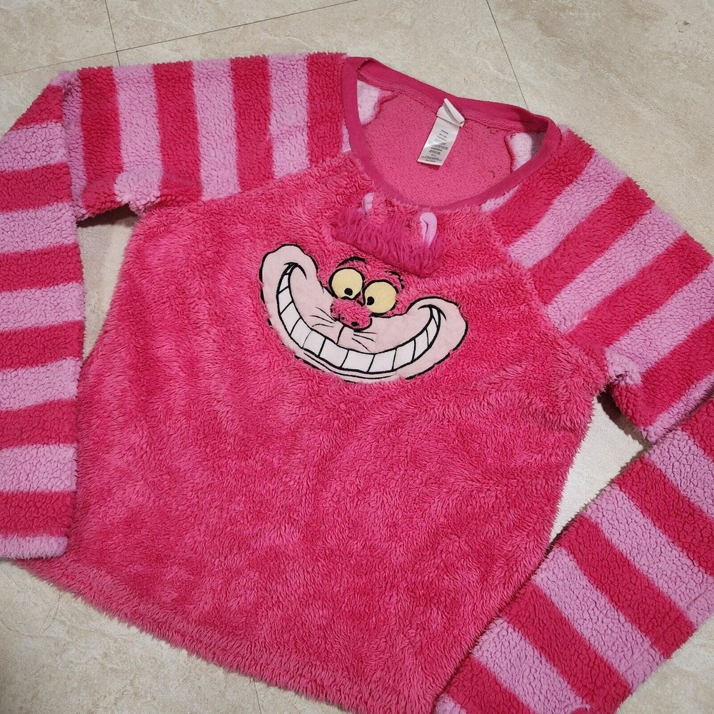 Disney Sleepwear Womens S Small PJ Pajama Top Cheshire Cat 3D Fluffy Soft Shirt